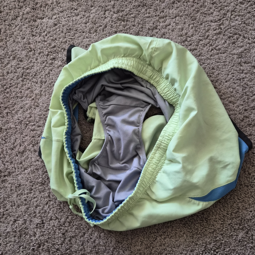 Nike Women’s Running Shorts • Neon Green w/ Blue Panels • Size Small - Picture 4 of 6